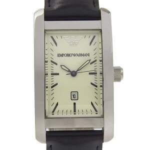 Emporio Armani AR-0101 Stainless Steel x Leather Quartz Analog Watch with Whi...